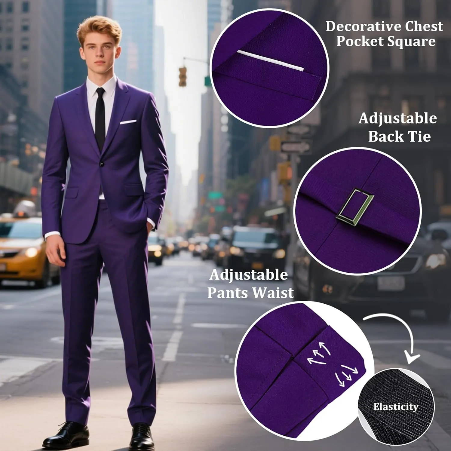 Mens Suits Regular Fit 3 Piece Tuxedo Blazer Jacket Vest Pants Formal Suit Set for Men Wedding Prom Casual