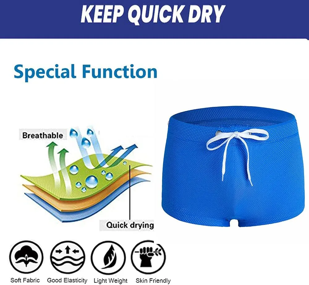 Mens Swimsuit Adjustable Low Waist Flat Angle for Quick Dry Swimming Shorts