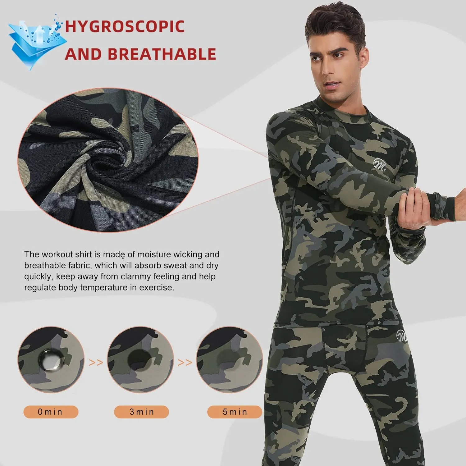 Mens Thermal Underwear Set Winter Gear Men Base Layer Long Johns Bottom