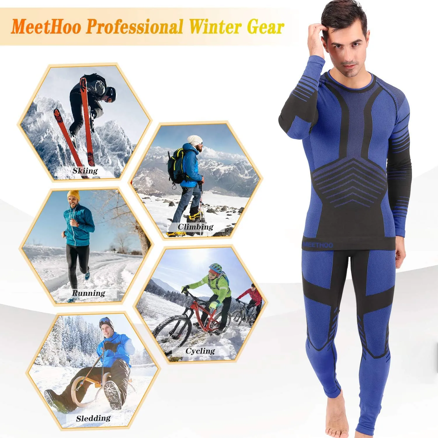 Mens Thermal Underwear Set Winter Gear Men Base Layer Long Johns Bottom