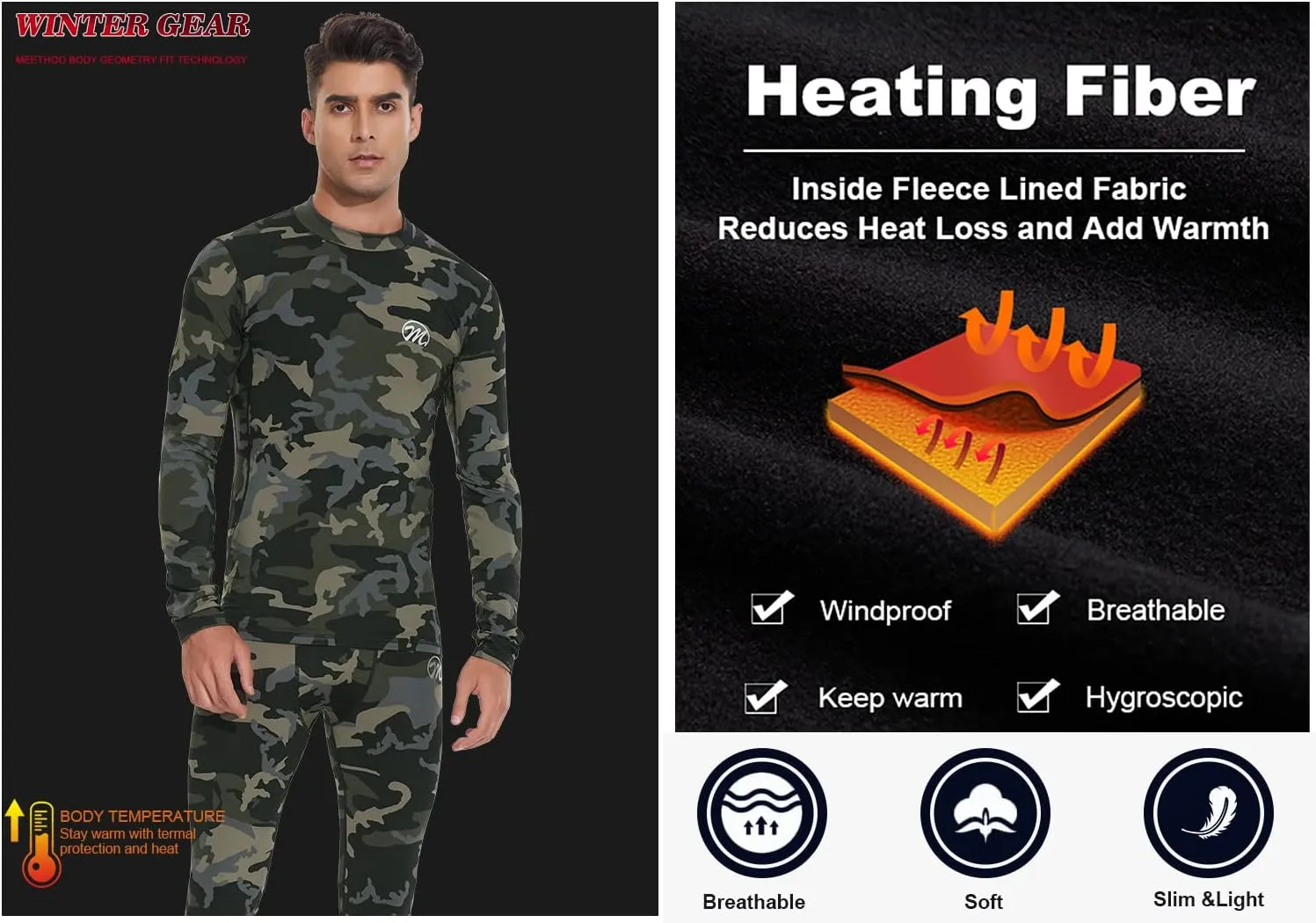 Mens Thermal Underwear Set Winter Gear Men Base Layer Long Johns Bottom