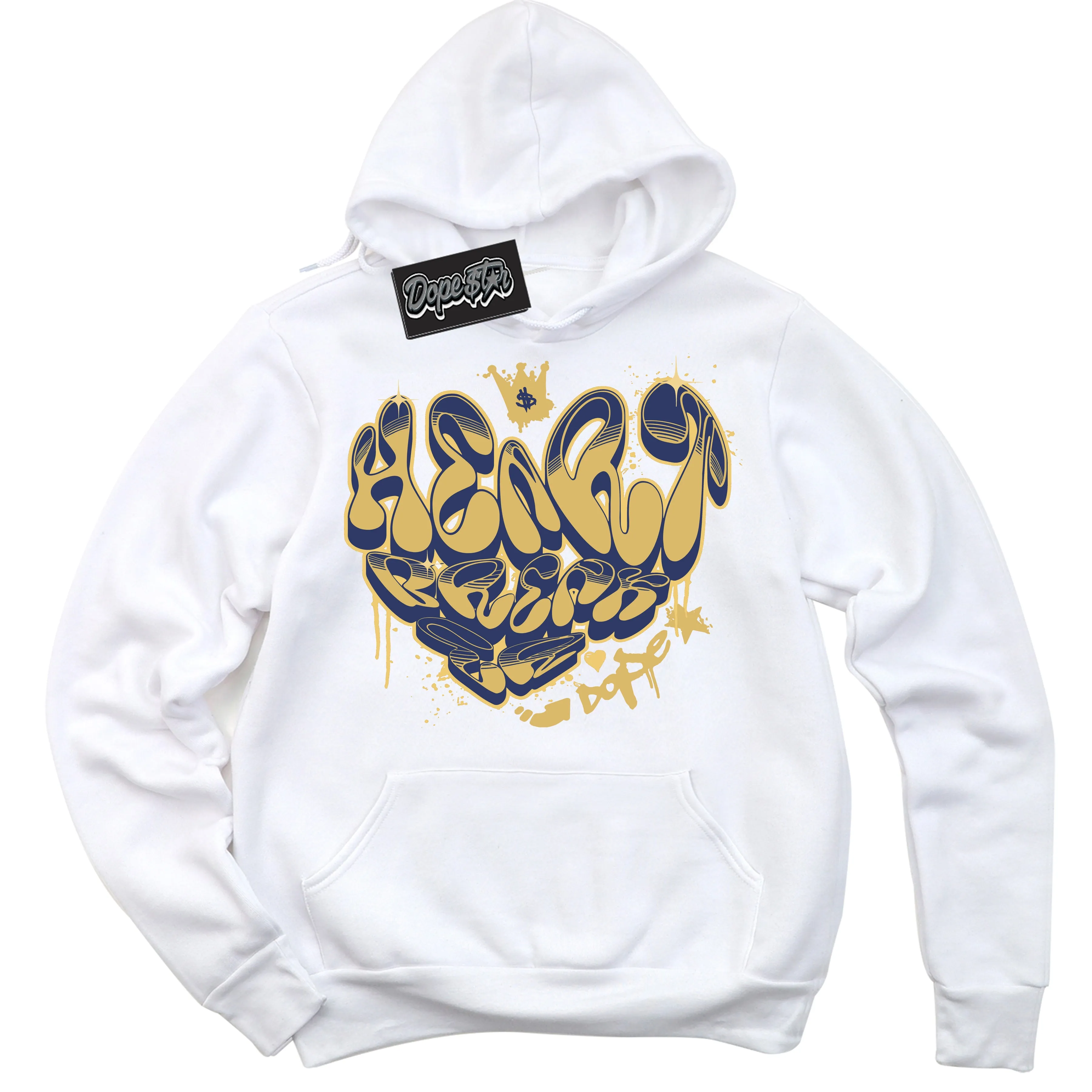 Method of Make Midnight Navy Metallic Gold 1s Sneaker Hoodie Heartbreaker Graffiti Graphic