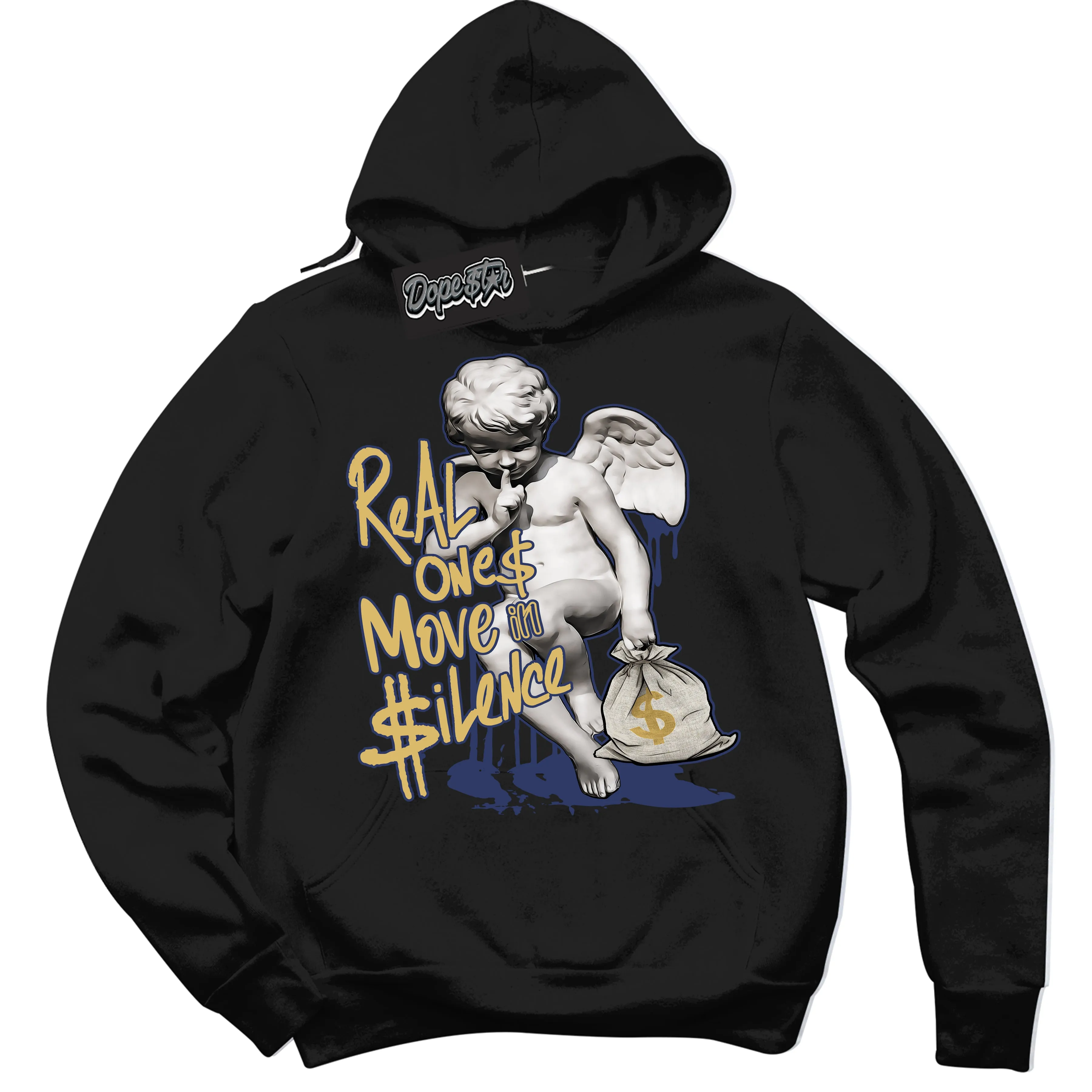 Method of Make Midnight Navy Metallic Gold 1s Sneaker Hoodie Real Ones Cherub Graphic
