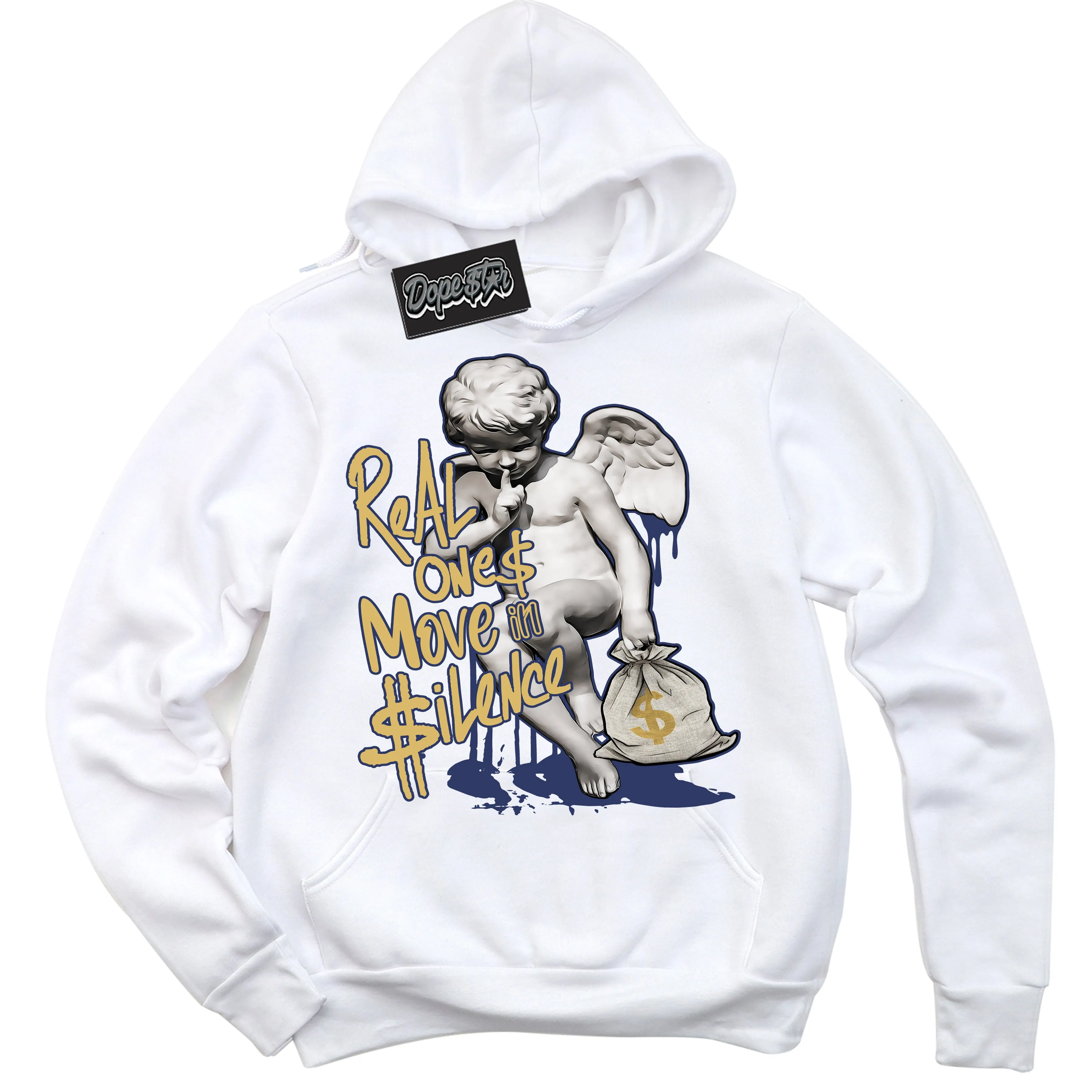 Method of Make Midnight Navy Metallic Gold 1s Sneaker Hoodie Real Ones Cherub Graphic