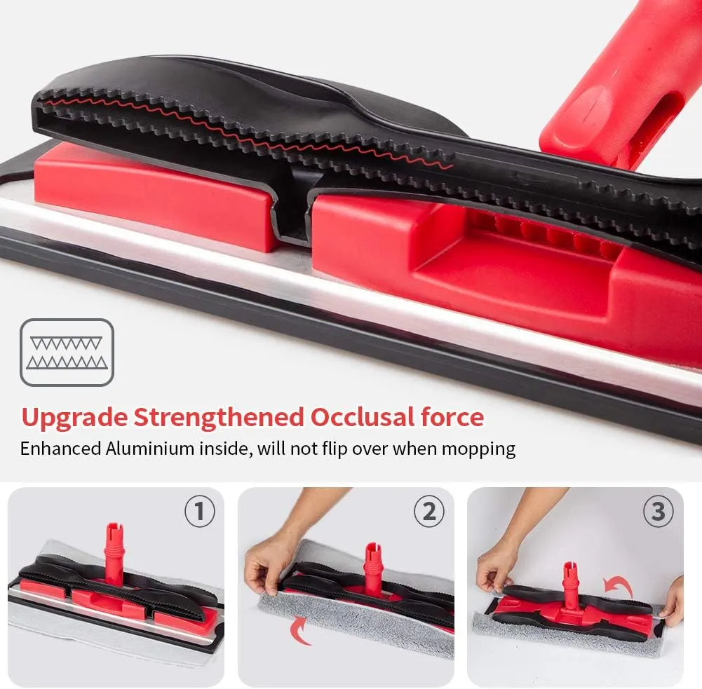 Microfiber Hardwood Floor Mops for Floor Cleaning- MEXERRIS Dry Dust Mop with 4X Washable Reusable Pads and Adjustable Handle Flat Mop Commercial Home Use for Wood Laminate Tiles Hardwood