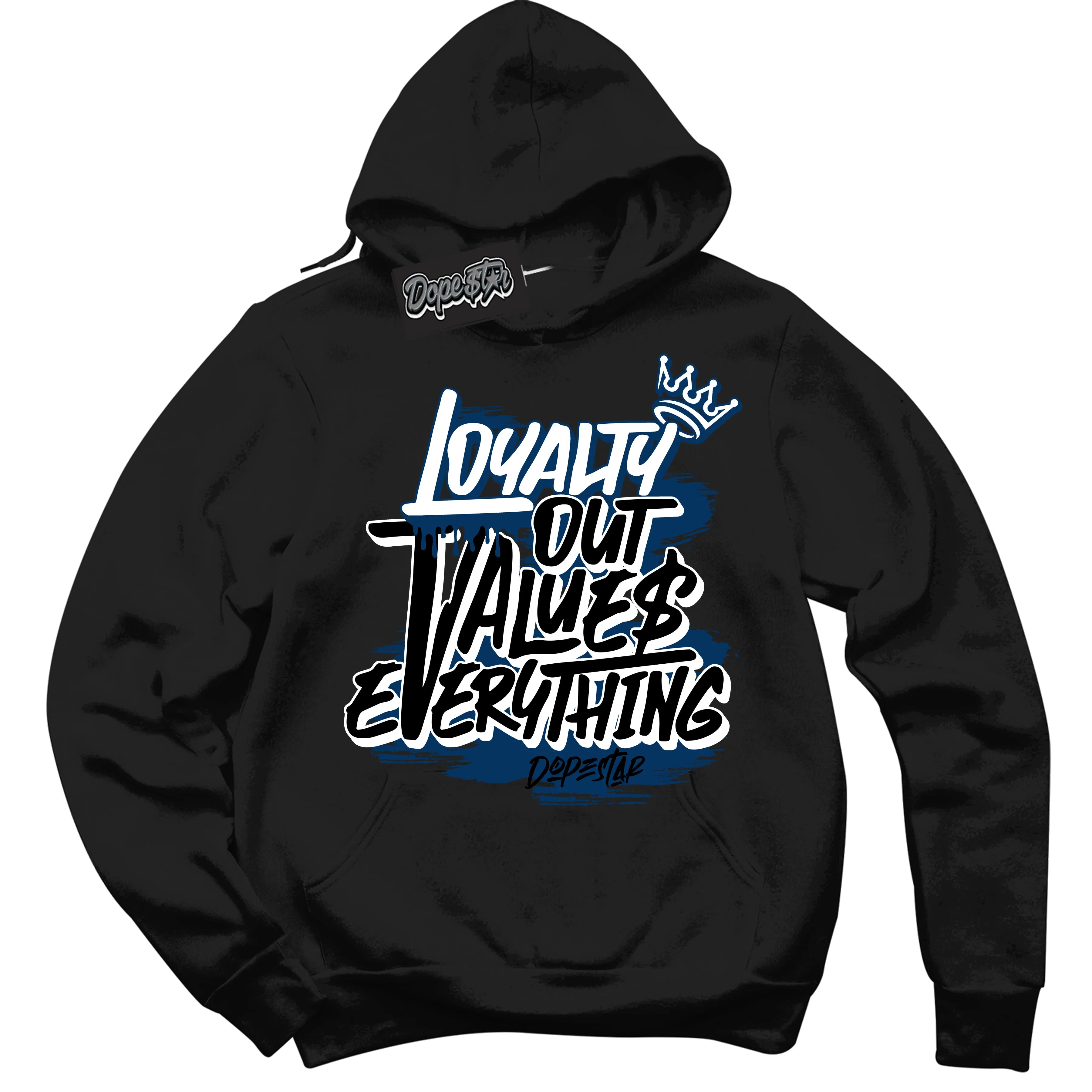 Midnight Navy 1s Sneaker Hoodie Loyalty Out Values Everything Graphic