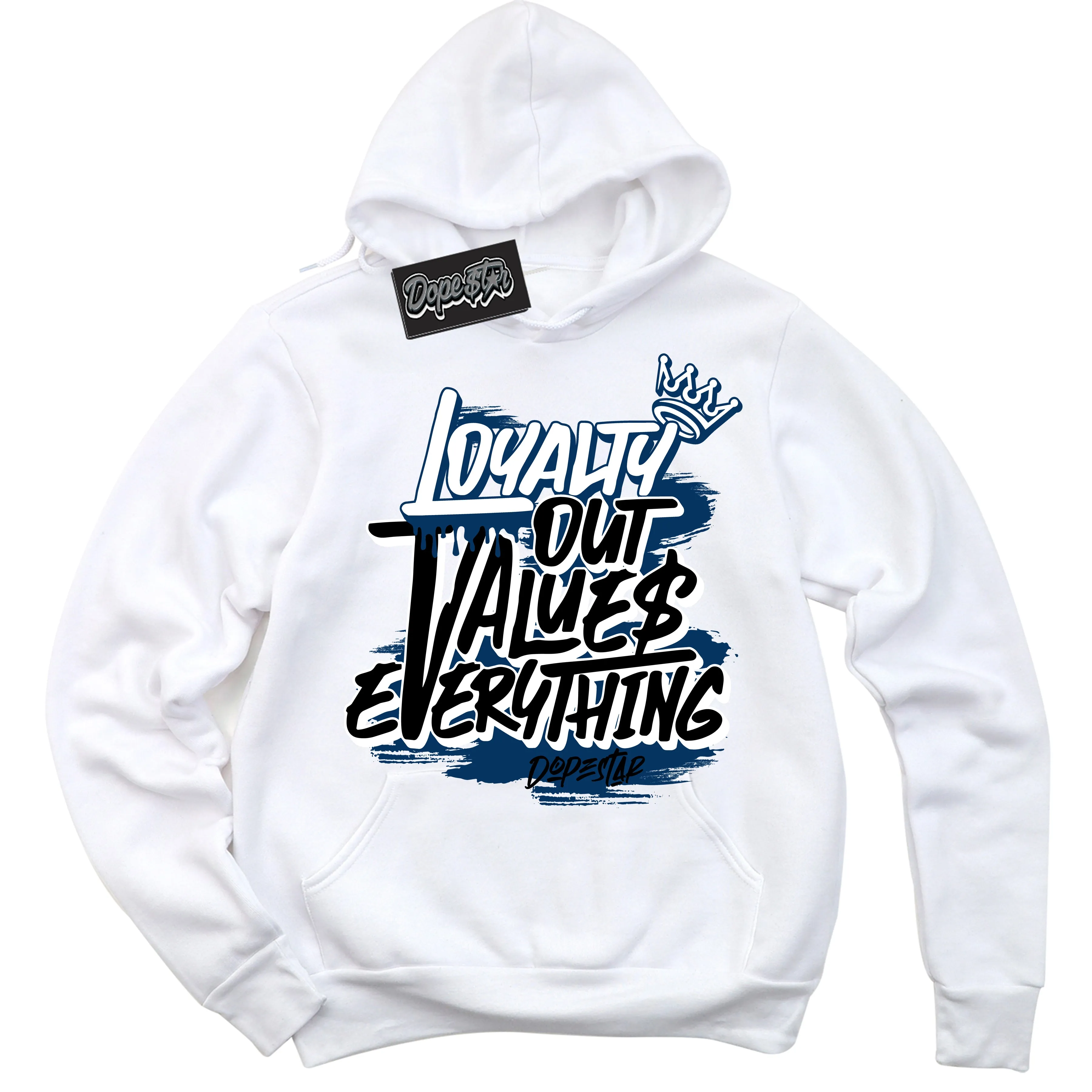 Midnight Navy 1s Sneaker Hoodie Loyalty Out Values Everything Graphic