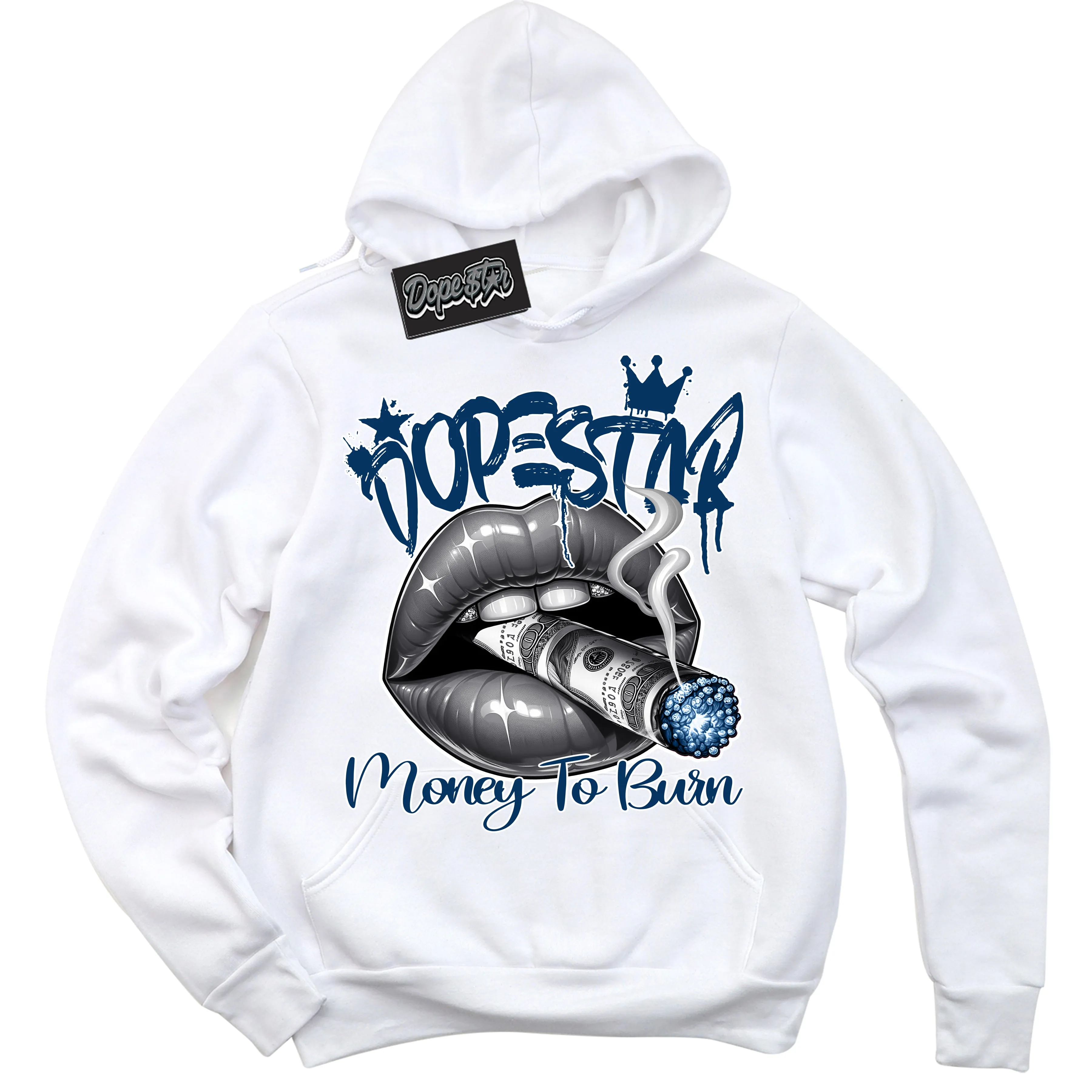 Midnight Navy 1s Sneaker Hoodie Money To Burn Graphic