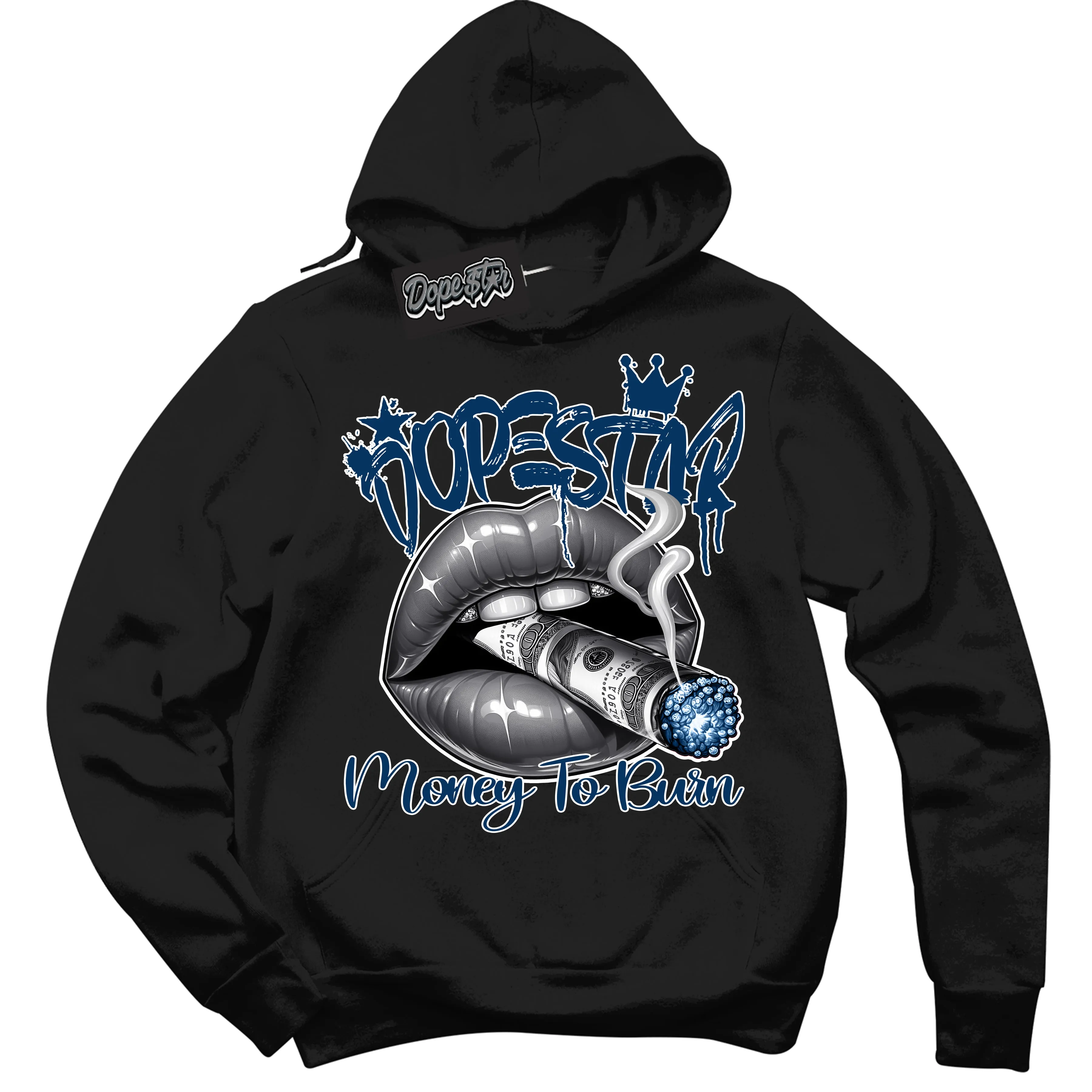 Midnight Navy 1s Sneaker Hoodie Money To Burn Graphic