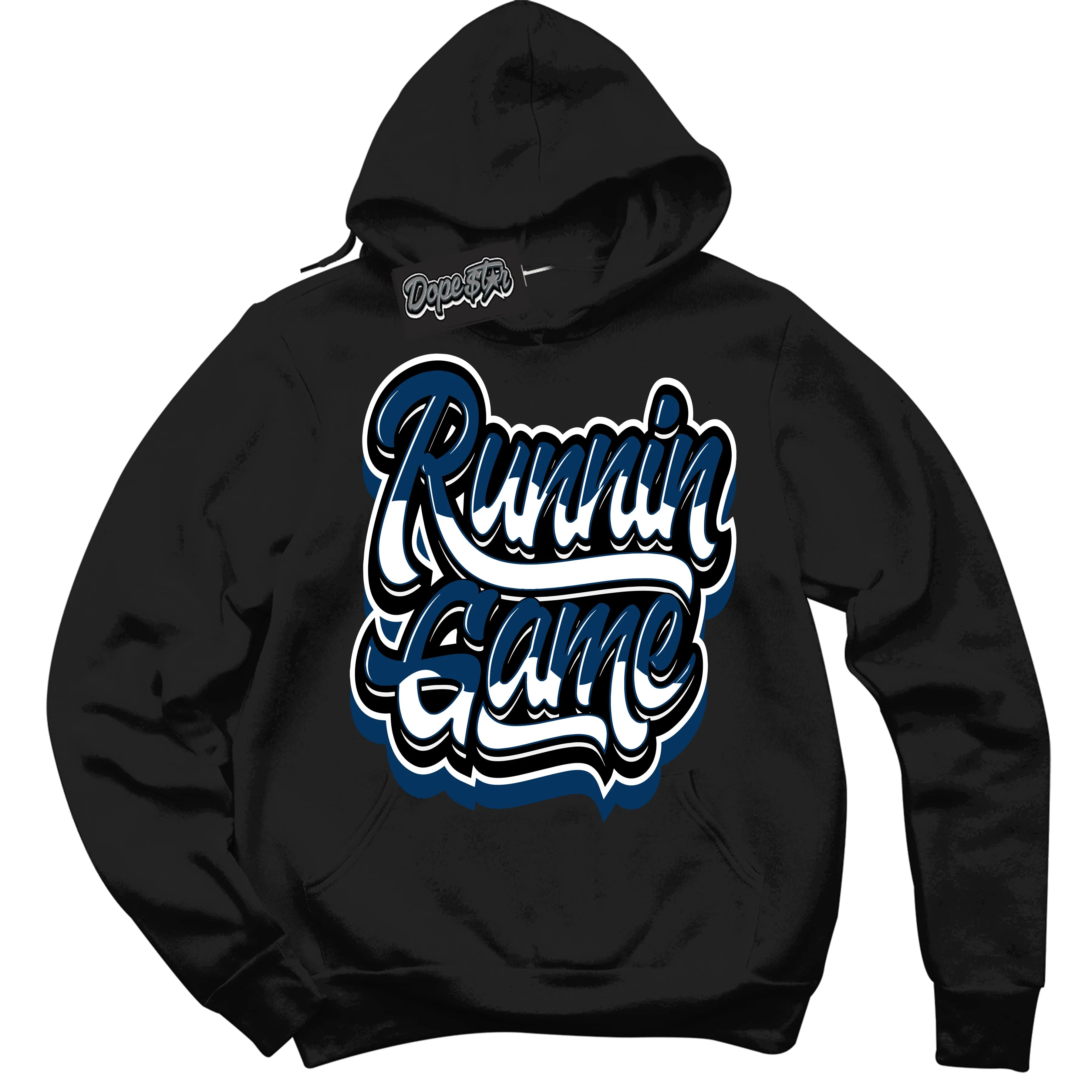 Midnight Navy 1s Sneaker Hoodie Running Game Graphic