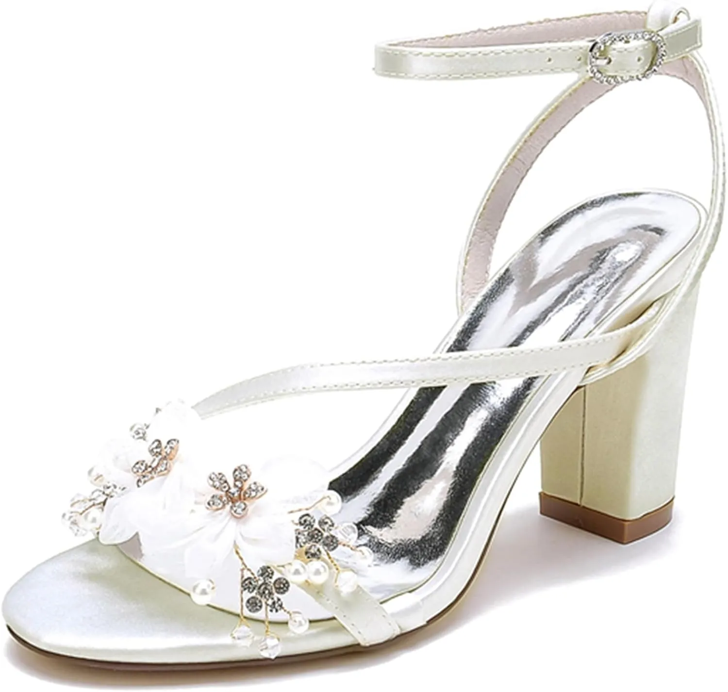 Minishion Dress Sandals for Women Wedding Slingback Formal Party Evening Shoes with Flower MS313