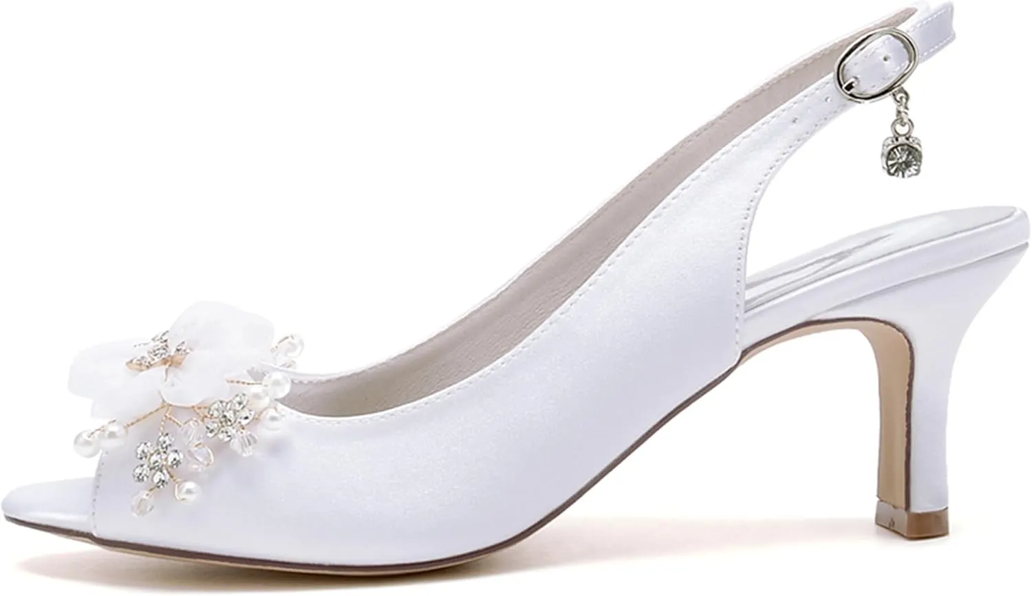 Minishion Womens Slingback Wedding Heels Peep Toe Formal Party Evening Sandals with Flower MS330