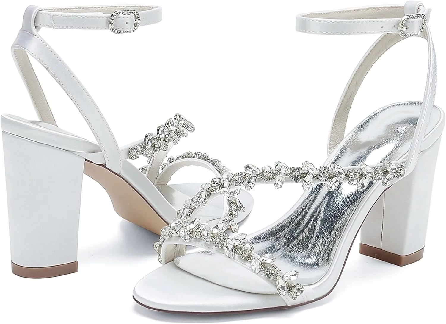 Minishion Womens Wedding Party Sandals Slingback Evening Prom Shoes with Rhinestones BR129