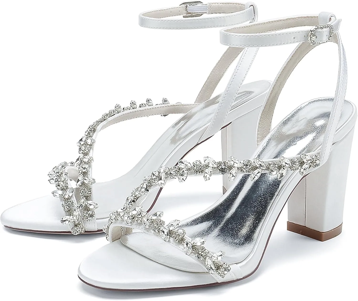 Minishion Womens Wedding Party Sandals Slingback Evening Prom Shoes with Rhinestones BR129