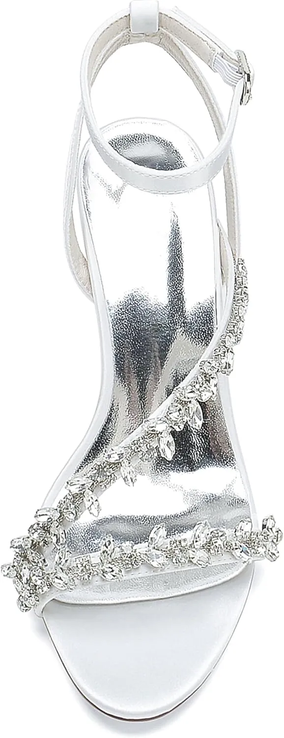 Minishion Womens Wedding Party Sandals Slingback Evening Prom Shoes with Rhinestones BR129