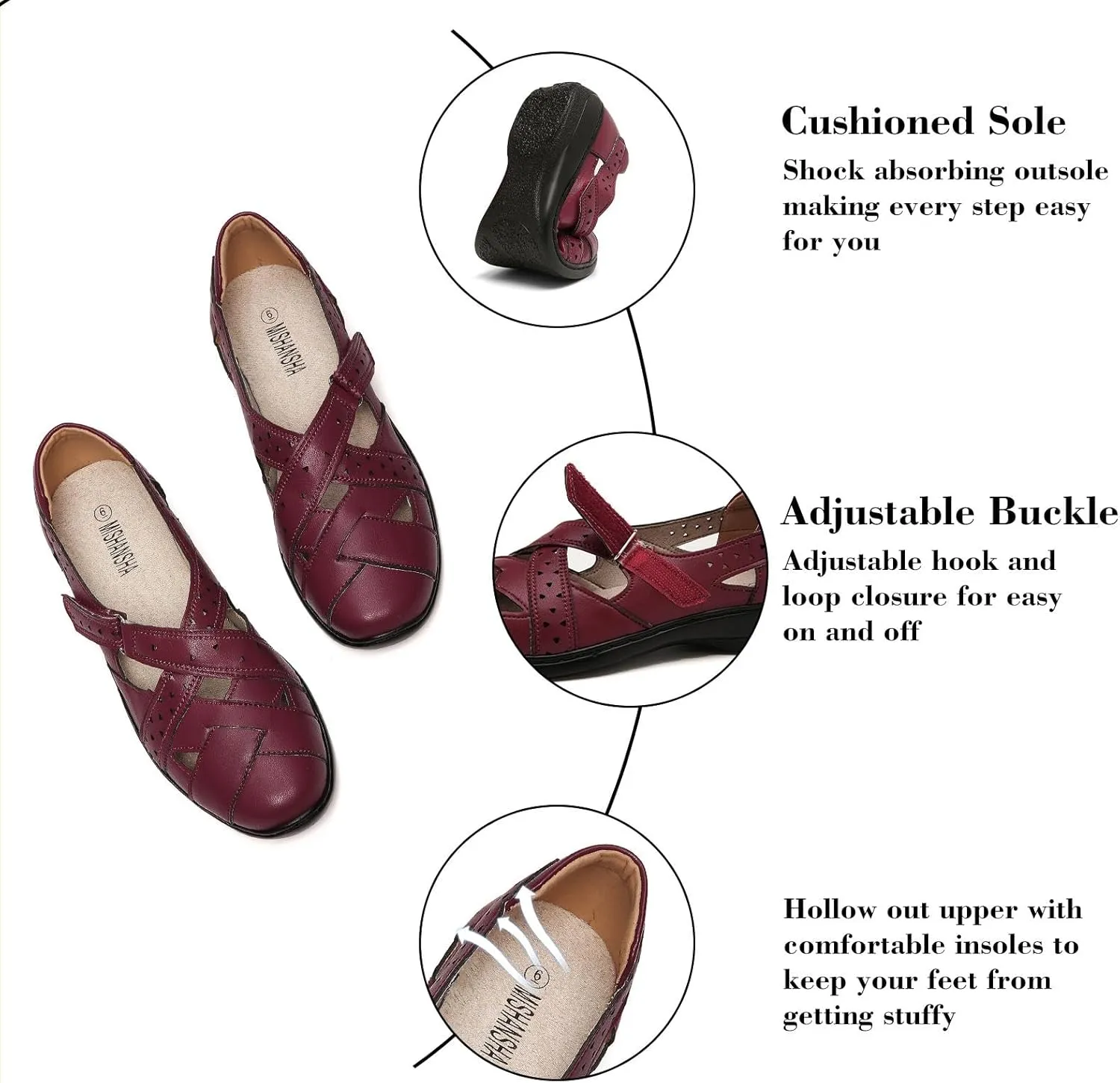 Mishansha Women's Slip On Loafers Closed Toe Flat Sandals Comfort Walking Shoes