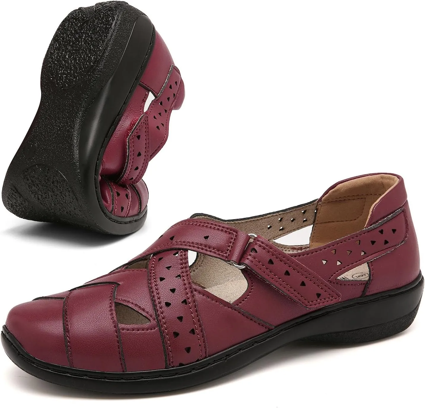 Mishansha Women's Slip On Loafers Closed Toe Flat Sandals Comfort Walking Shoes