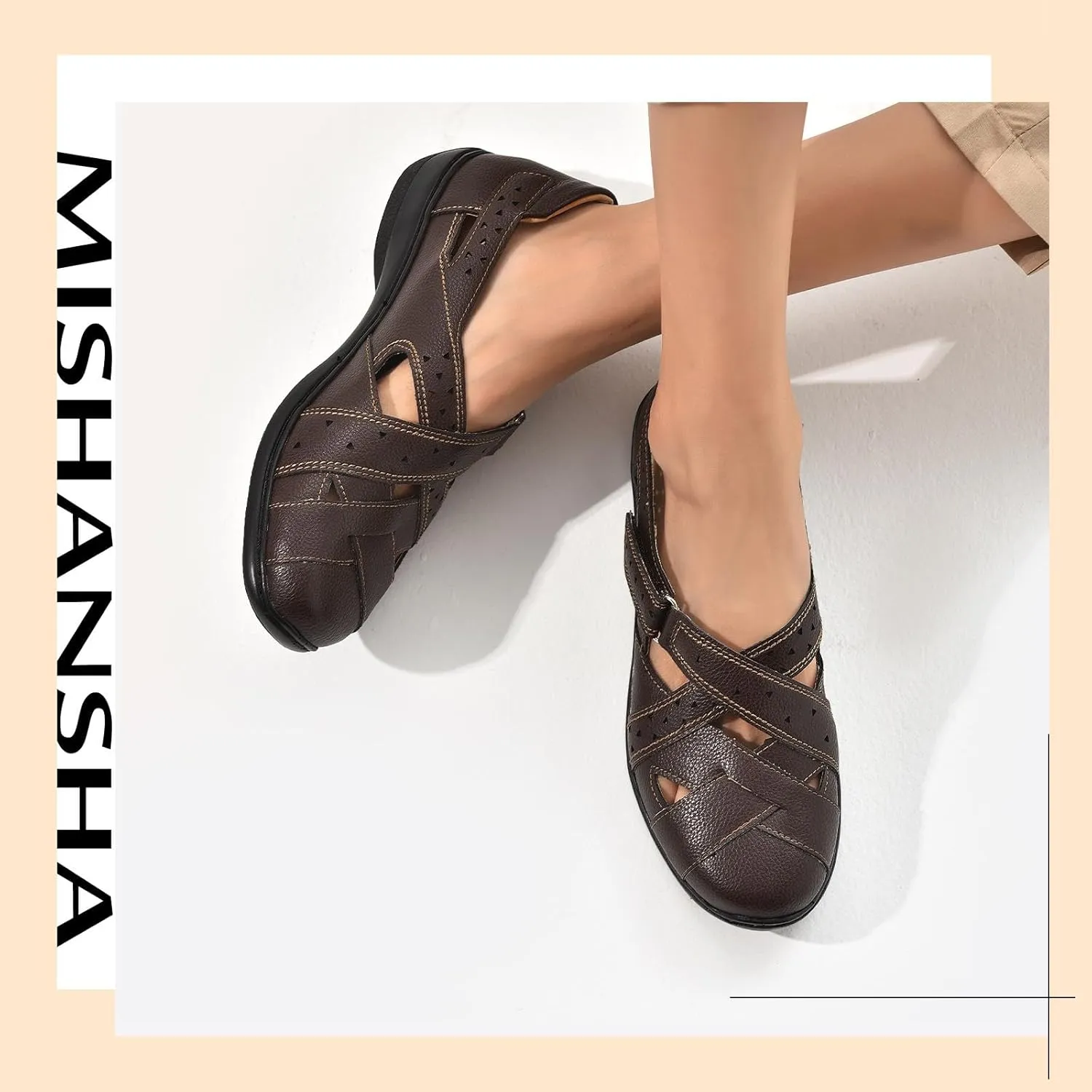Mishansha Women's Slip On Loafers Closed Toe Flat Sandals Comfort Walking Shoes