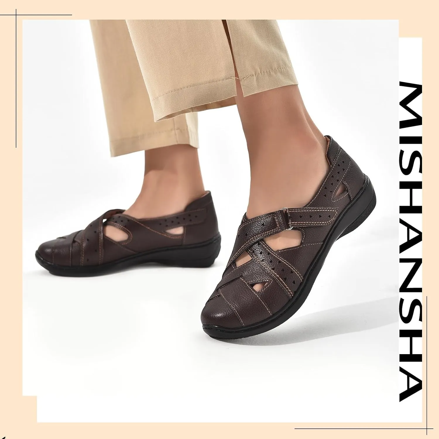 Mishansha Women's Slip On Loafers Closed Toe Flat Sandals Comfort Walking Shoes