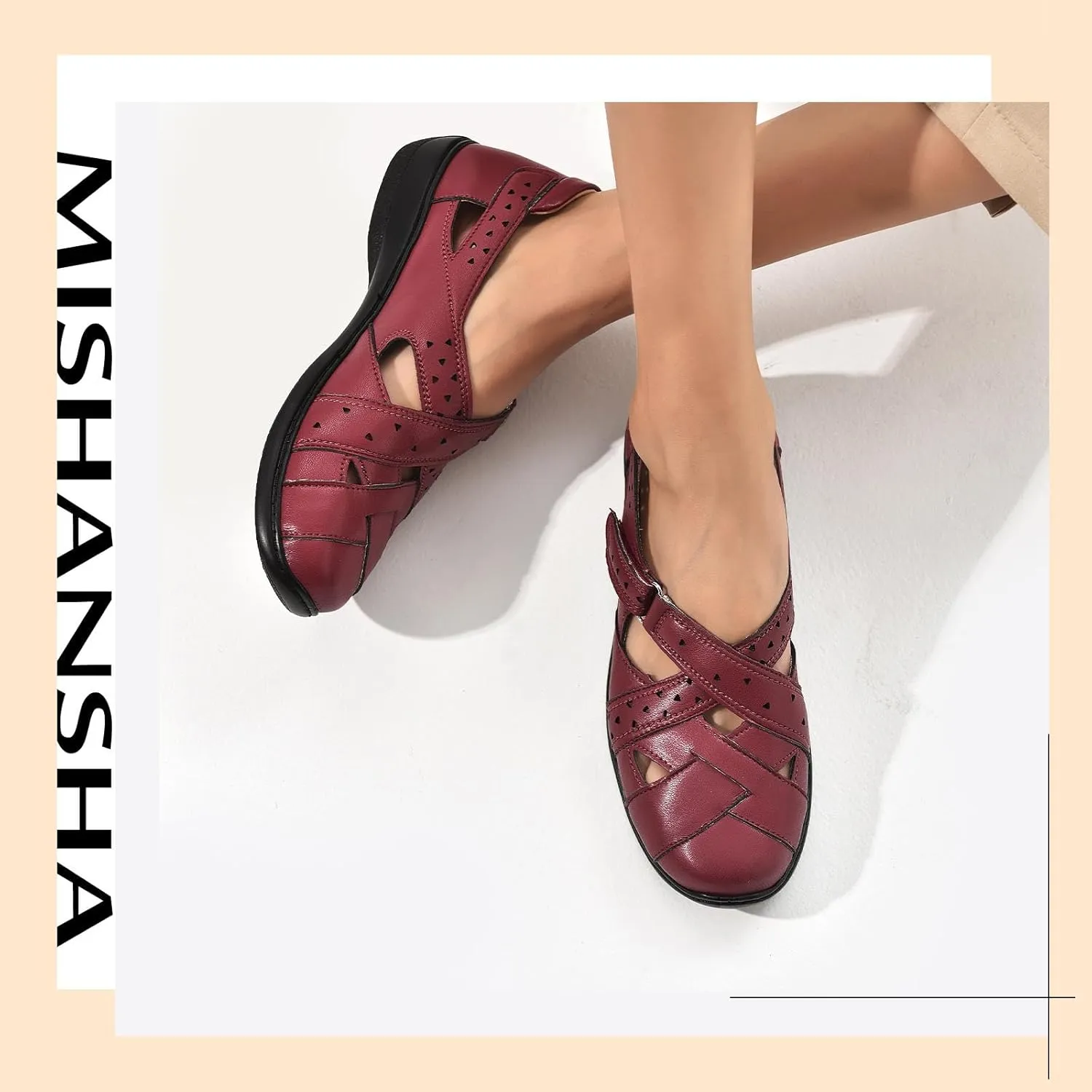 Mishansha Women's Slip On Loafers Closed Toe Flat Sandals Comfort Walking Shoes