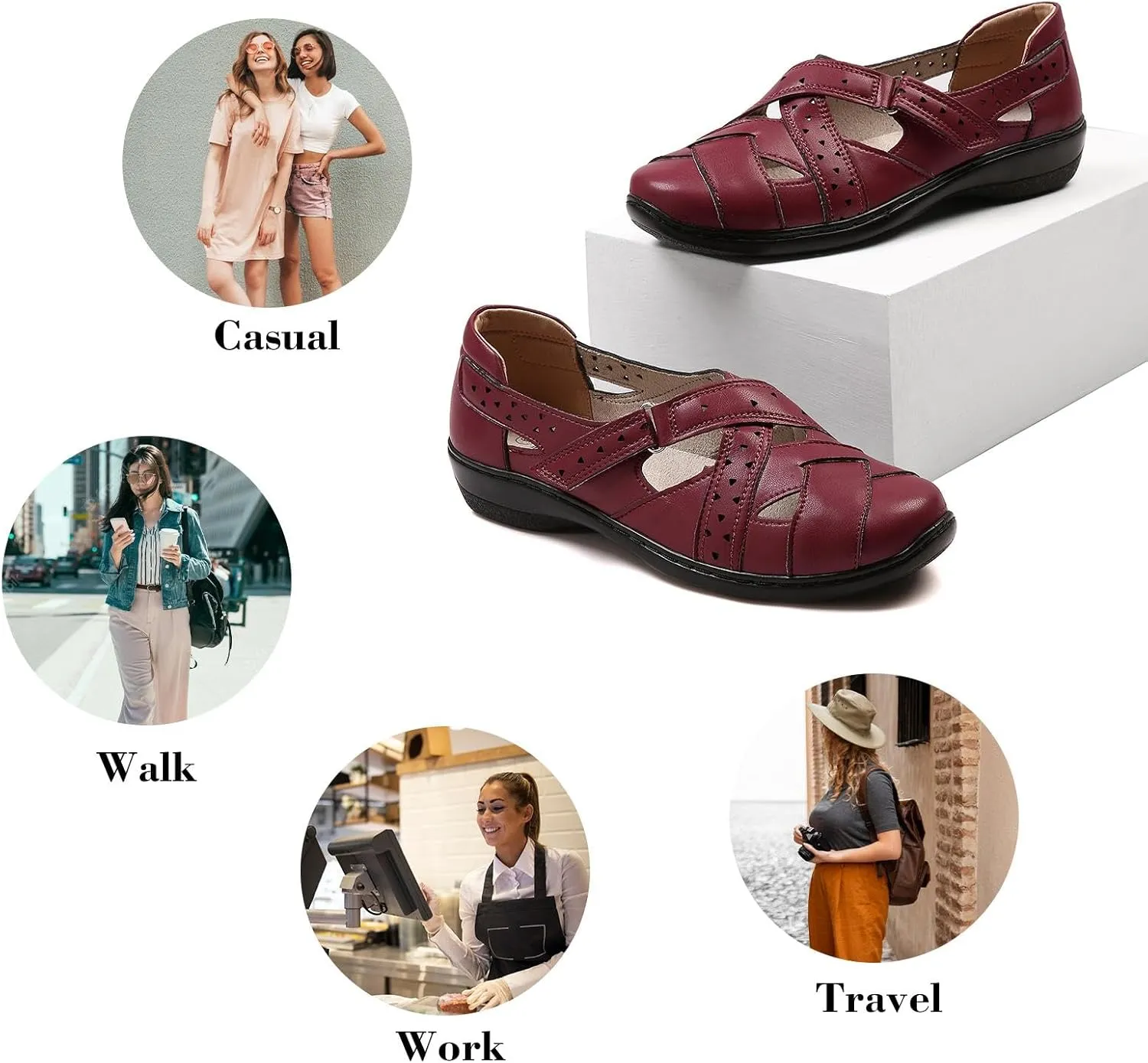 Mishansha Women's Slip On Loafers Closed Toe Flat Sandals Comfort Walking Shoes