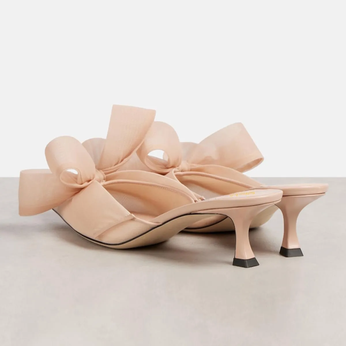 miss left Women Graceful Bowknot Pointed Toe Mules Comfy Slip on Low Heel Slide Sandals Party Event Leisure Slippers Size 4-16 US