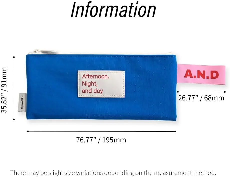 Monolike Afternoon Night and Day flat pen case, Blue - Pencil Pouch, Portable Pencil Bag, Pencil Case, Office Pouch case