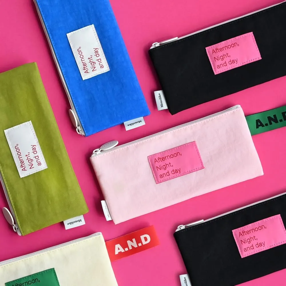 Monolike Afternoon Night and Day flat pen case, Blue - Pencil Pouch, Portable Pencil Bag, Pencil Case, Office Pouch case