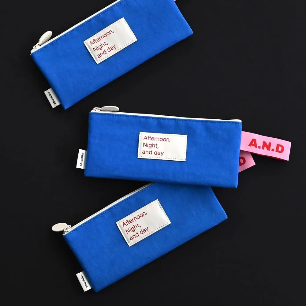 Monolike Afternoon Night and Day flat pen case, Blue - Pencil Pouch, Portable Pencil Bag, Pencil Case, Office Pouch case