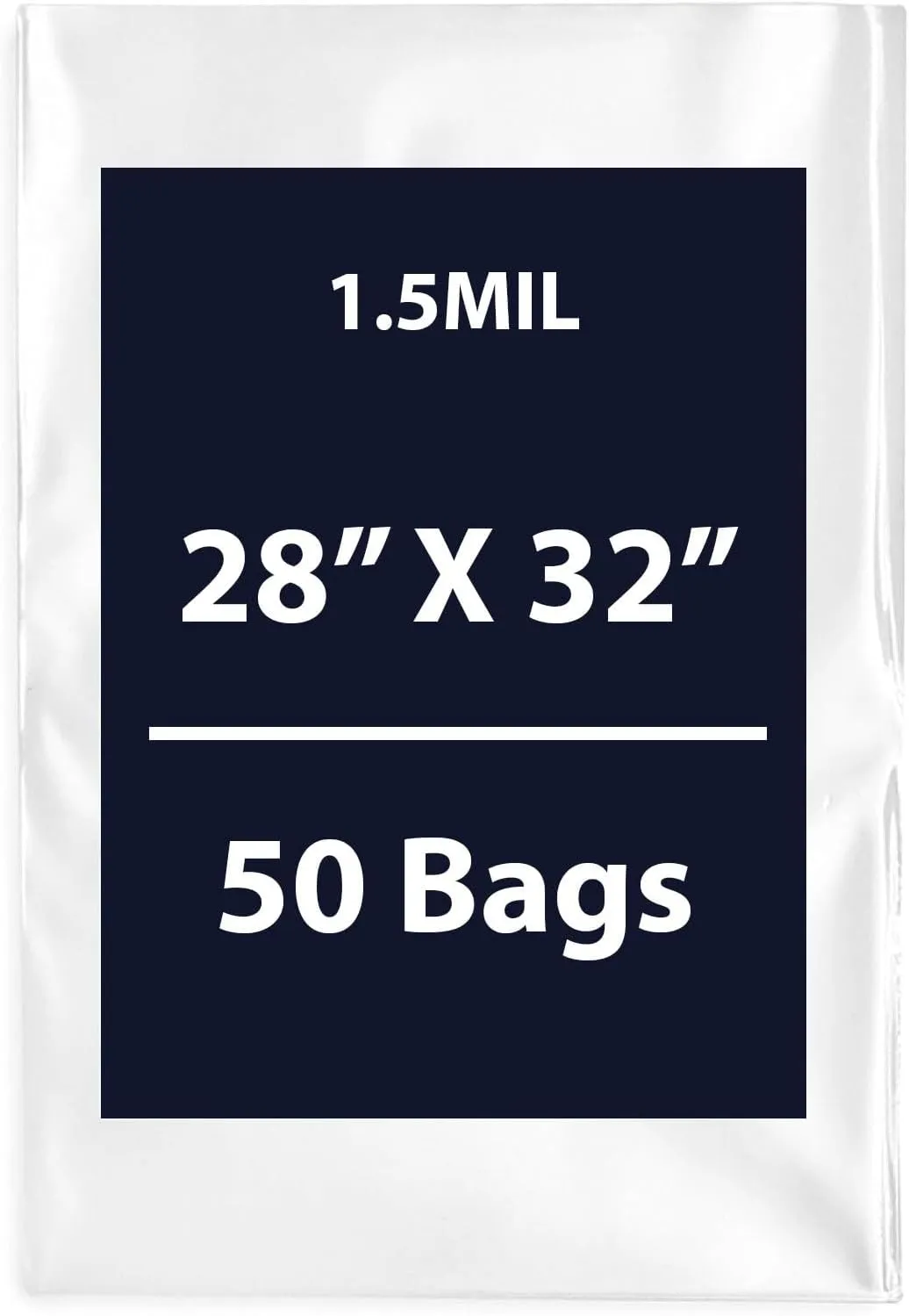 Multiple Sizes Clear Flat Poly Bags, 1.5Mil 28" X 32" & 50 Bags | Low-Density Polyethylene (LDPE), Flat Open Top Plastic Packaging Packing | Flexible and Durable Plastic Bags