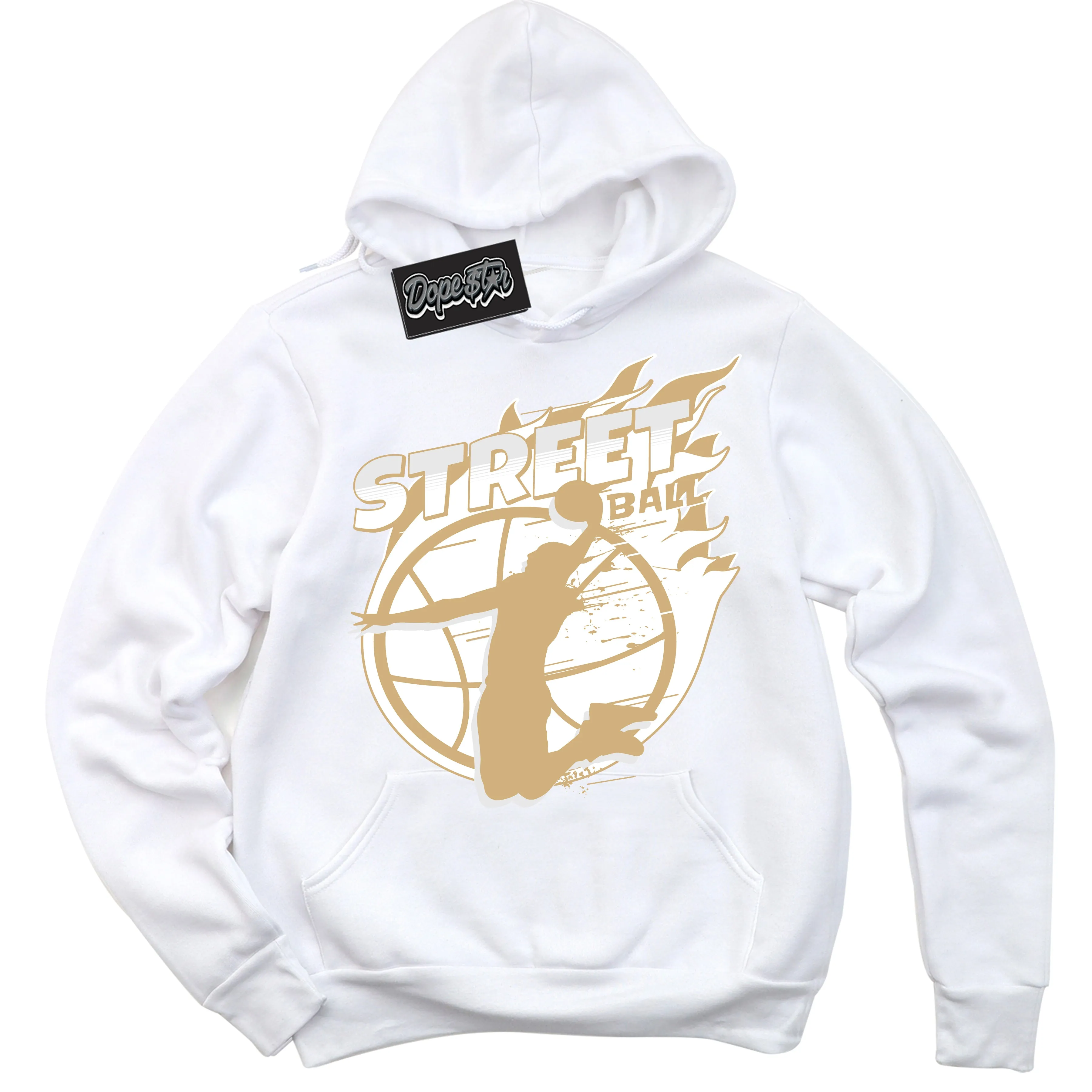MVP White Metallic Gold Sneaker Hoodie Street Ball Graphic
