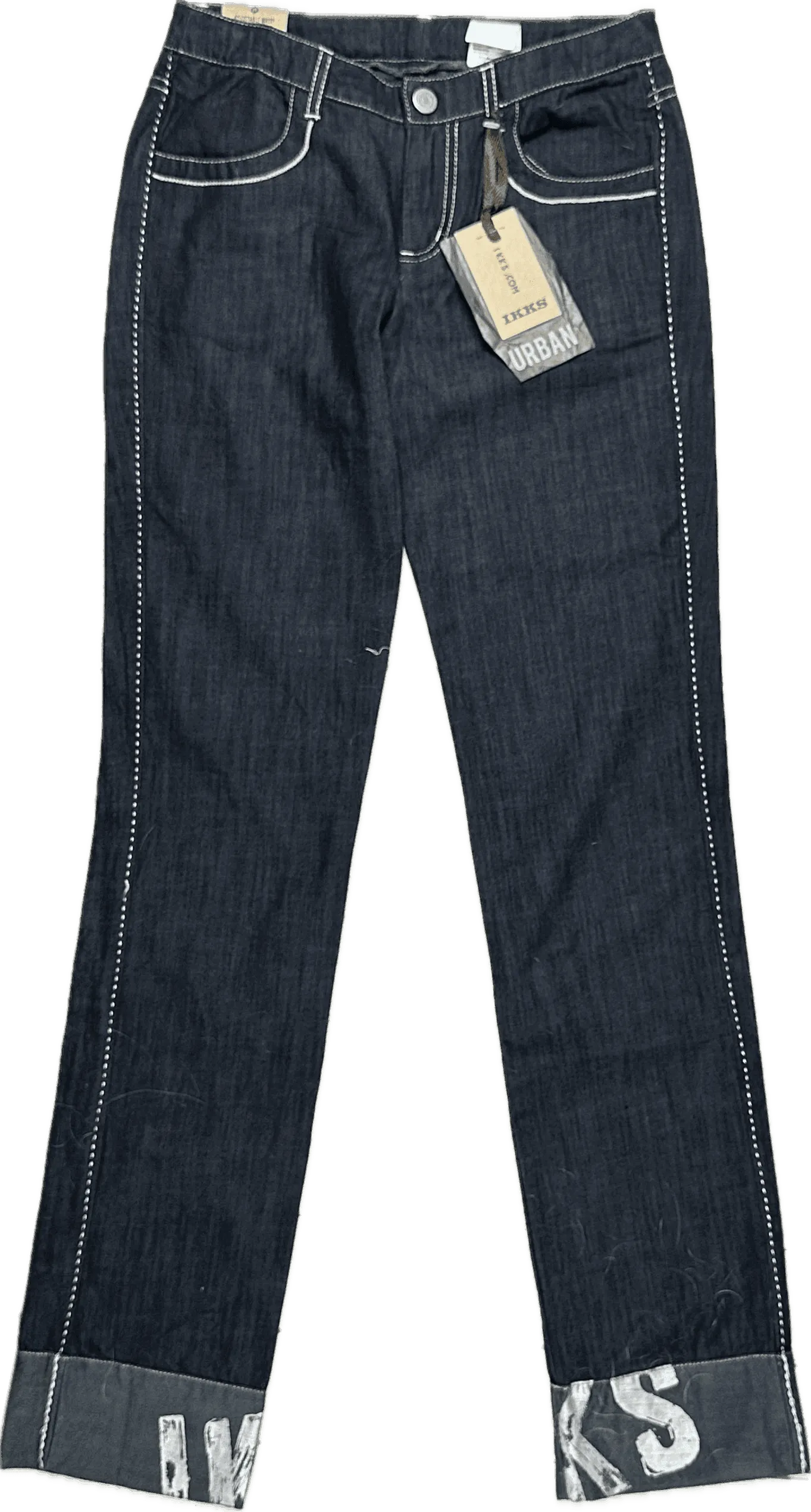 NWT - IKKS Printed Logo Hem Slim Straight Jeans- Size 14Y