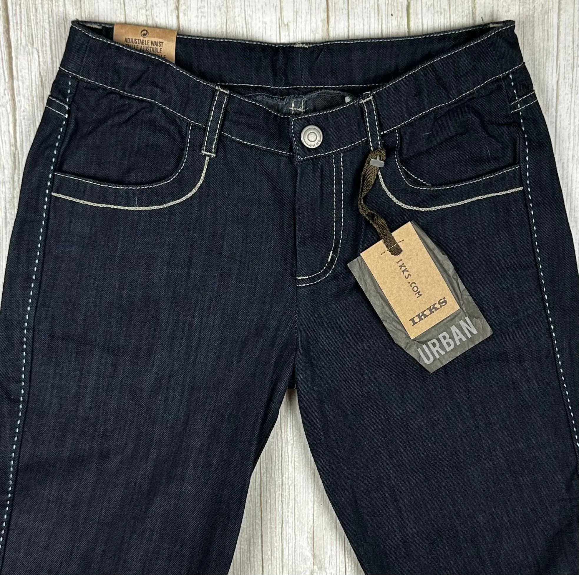 NWT - IKKS Printed Logo Hem Slim Straight Jeans- Size 14Y