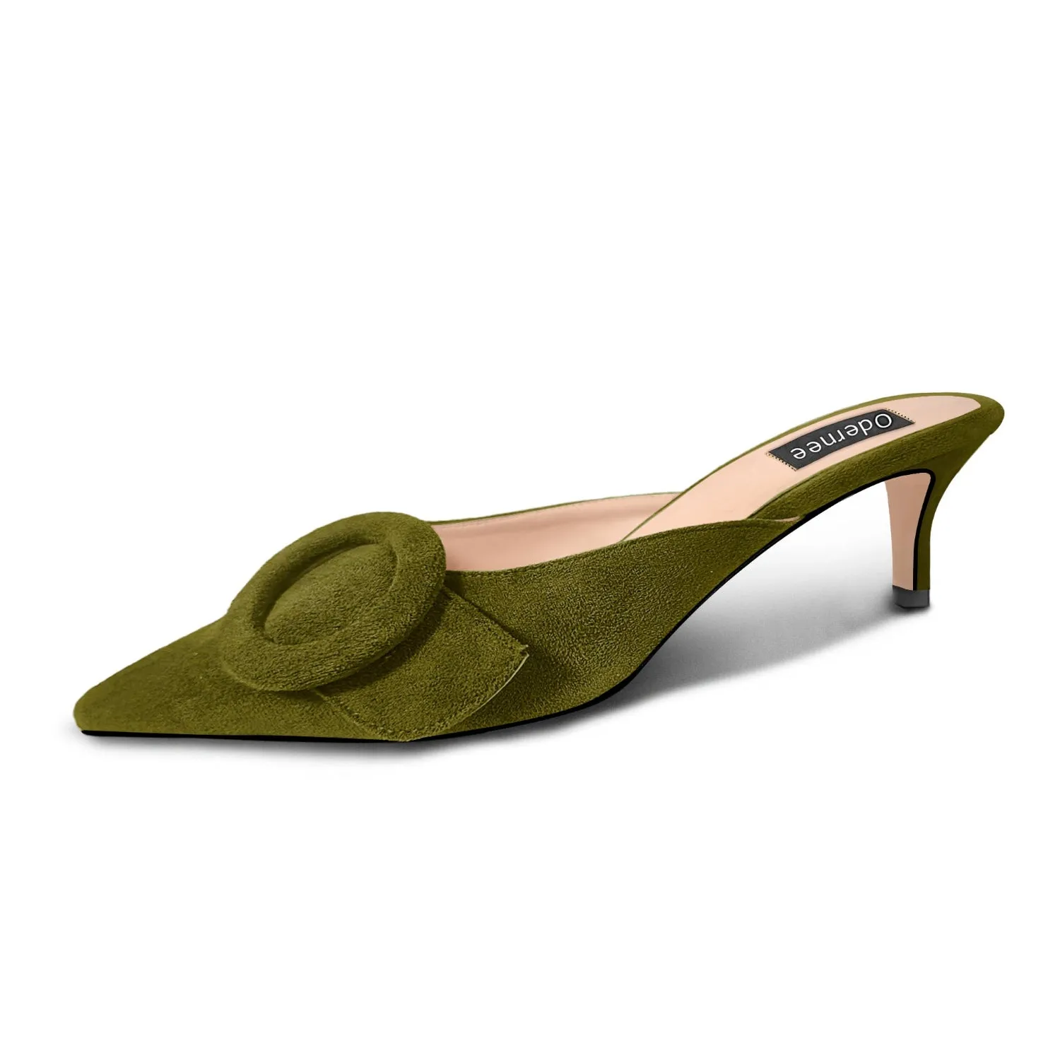Pointed Toe Suede Kitten Heel Mule Shoes 2 Inch