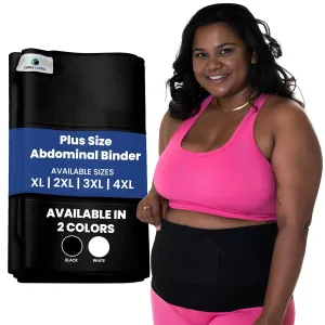 QORE LOGIQ Plus Size Abdominal Binder Post Surgery - C Section Belly Binder, Postpartum Belly Band, Adjustable 12" Compression Wrap for Stomach & Hernia Belt, Black XXL