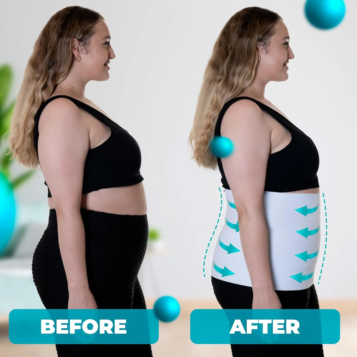 QORE LOGIQ Plus Size Abdominal Binder Post Surgery - C Section Belly Binder, Postpartum Belly Band, Adjustable 12" Compression Wrap for Stomach & Hernia Belt, White 4XL