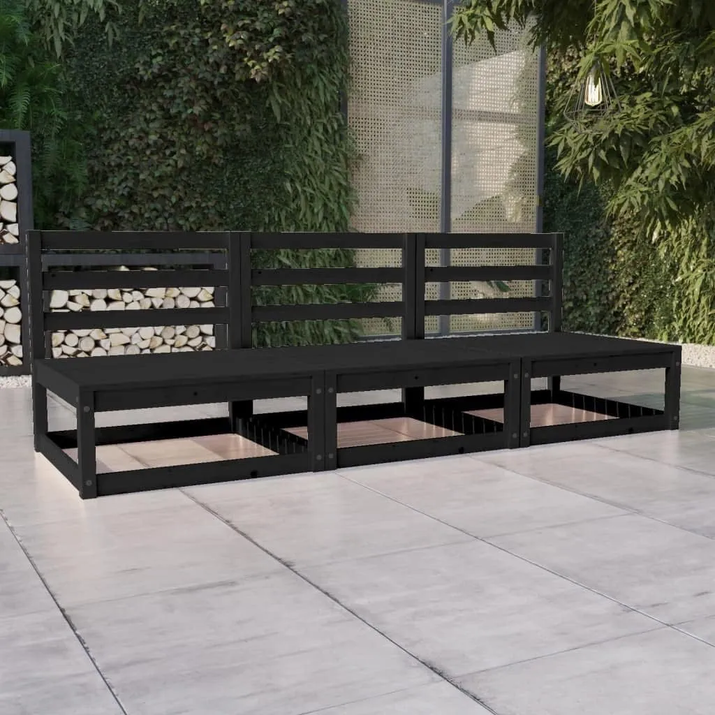 Rattan Outdoor Furniture,broyhill Outdoor Furniture,Patio 3-Seater Sofa Black Solid PinewoodSuitable for Outdoor Courtyard Leisure