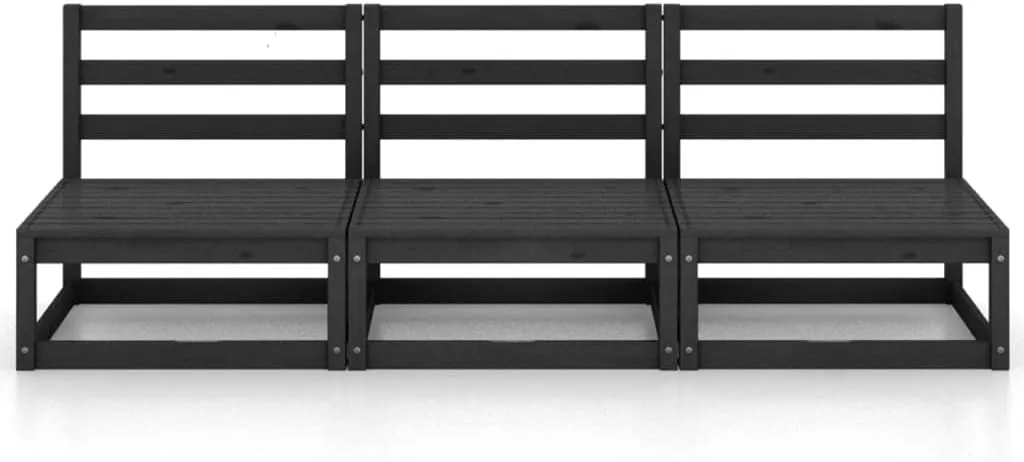 Rattan Outdoor Furniture,broyhill Outdoor Furniture,Patio 3-Seater Sofa Black Solid PinewoodSuitable for Outdoor Courtyard Leisure