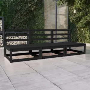 Rattan Outdoor Furniture,broyhill Outdoor Furniture,Patio 3-Seater Sofa Black Solid PinewoodSuitable for Outdoor Courtyard Leisure