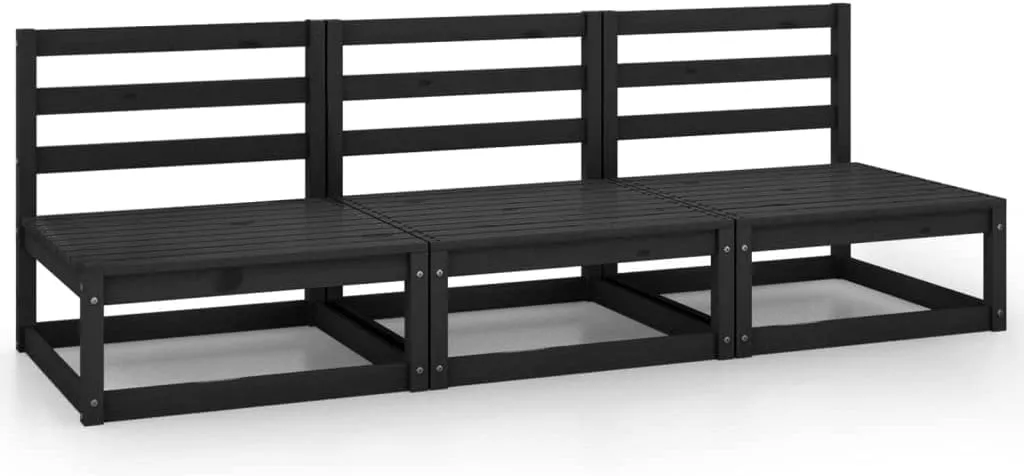 Rattan Outdoor Furniture,broyhill Outdoor Furniture,Patio 3-Seater Sofa Black Solid PinewoodSuitable for Outdoor Courtyard Leisure