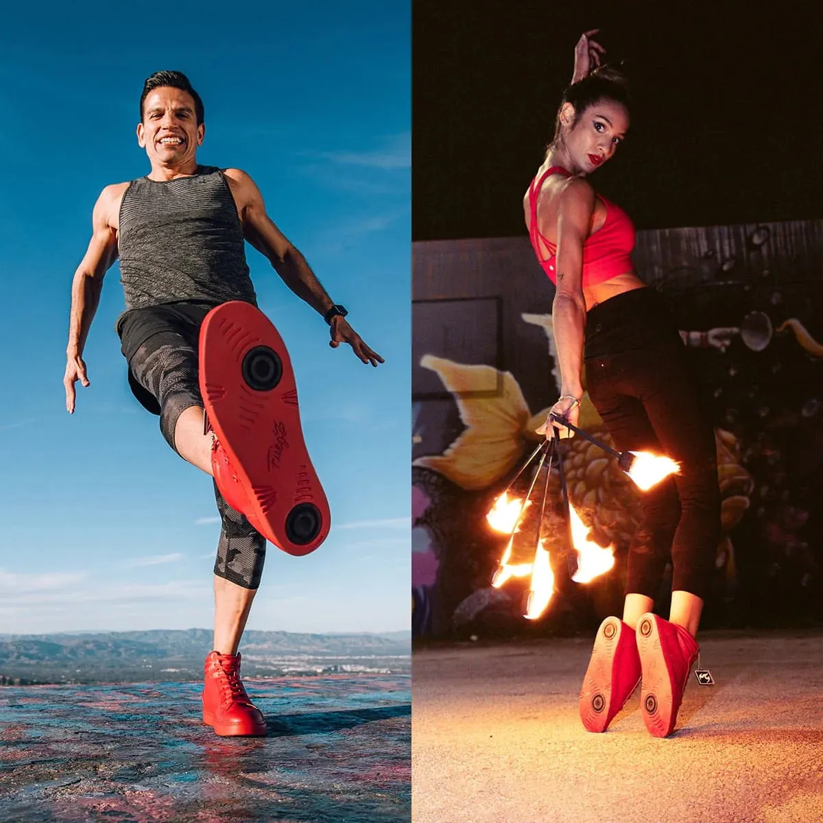 Red High-Top Dance Sneakers – Unisex Performance Style by Fuego