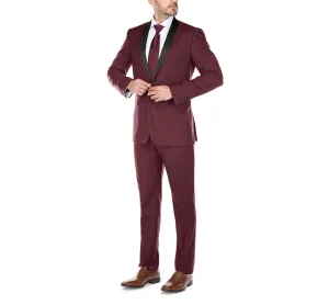 Renoir 201-8 Men's Slim Fit 2-Piece Shawl Lapel Slim Fit Tuxedo Suit