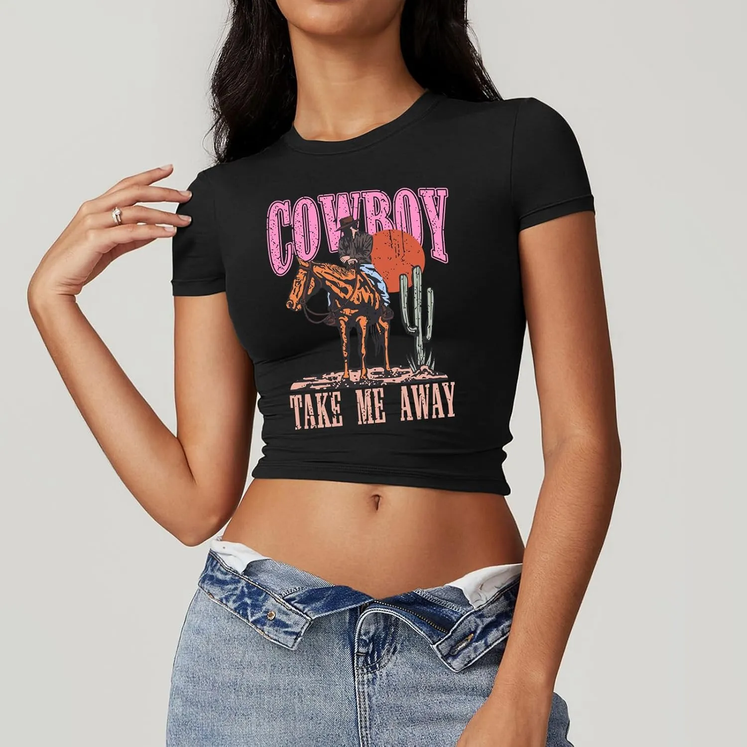 Rock Band Shirts Women: Crop Country Music T-Shirt Funny Cowboy Graphic Tees Crop Tops Fashion Y2k Clothes