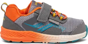 Saucony Wind Shield Alternative Closure Jr. Running Shoe, Grey/Orange/Blue, 5.5 US Unisex Little Kid