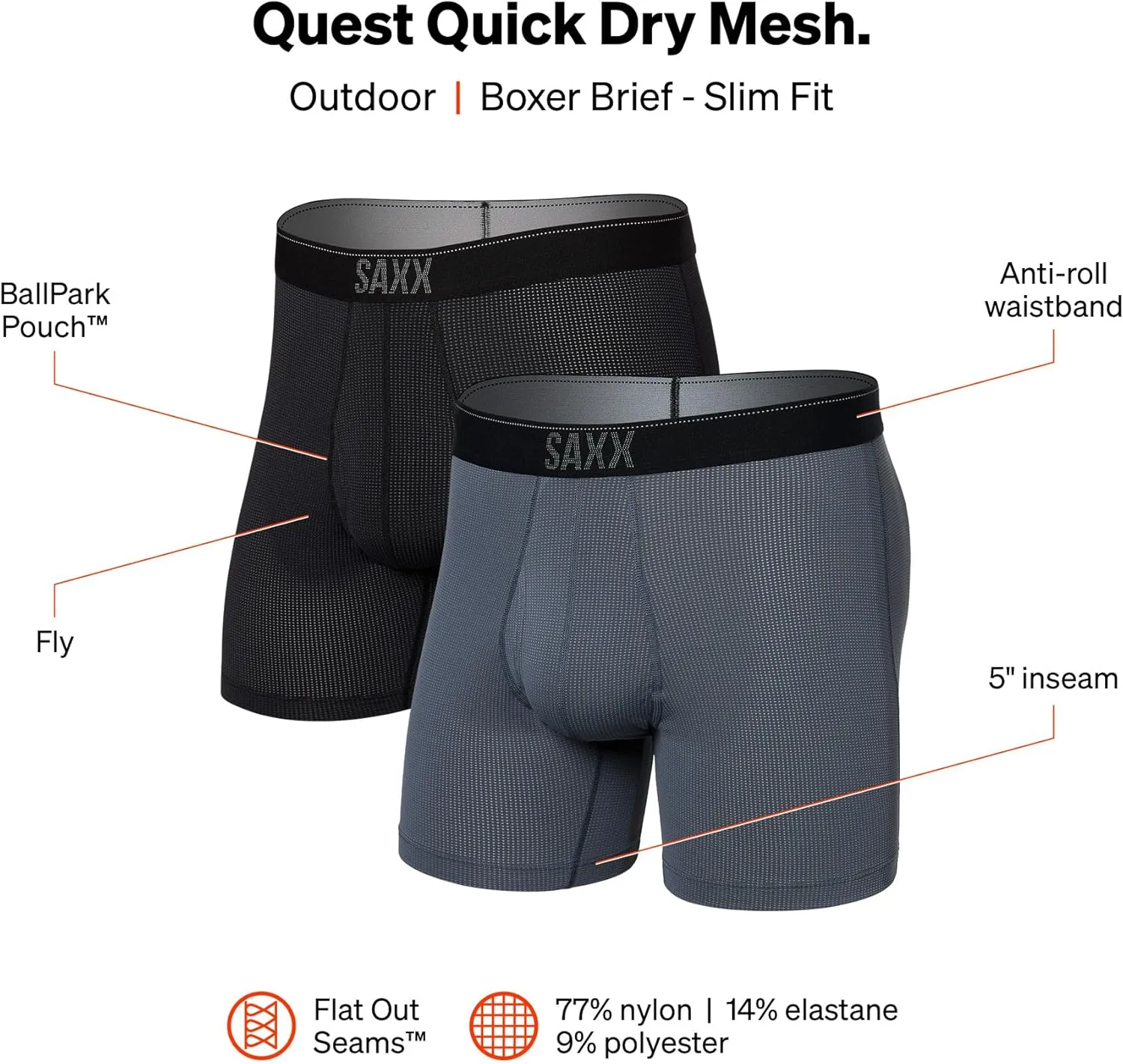 SAXX Underwear Co. Men's Underwear with Pouch Daytripper Boxer Brief Fly 2Pk