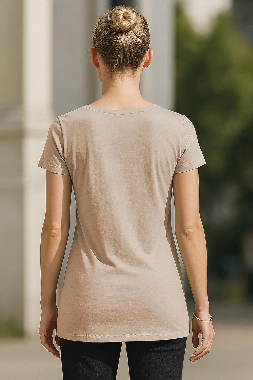 Sexy Basics Women's 5 & 10 Pack Casual & Active Cotton Stretch V Neck Short Sleeve Shirts