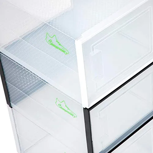 SHOEPREEM Black Large - Long - Shoe Boxes Clear Plastic Stackable, 6 pack- Shoe Box Storage Containers for Organizing Sneaker - Clear Container Organizers for Shoes - Sneaker Organizer Boot & Shoe box