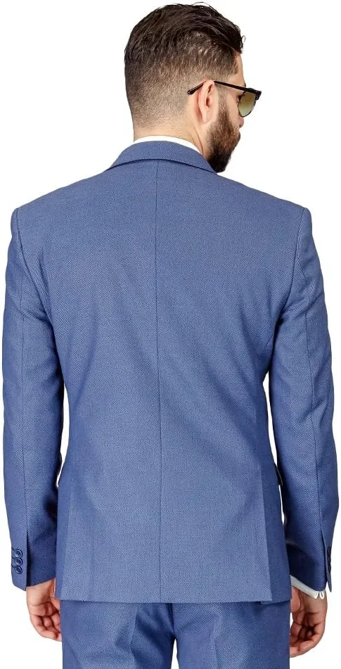Slim Fit Men Suit Micro Textured Weave 2 Button Notch Collar AZAR 11812