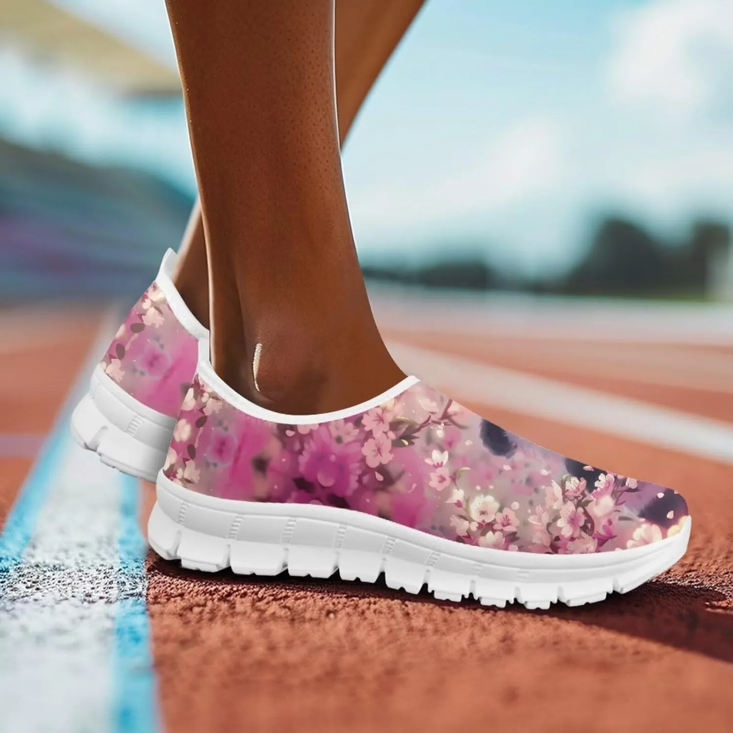 Slip in Loafers Women Slip On Shoes Cute Art Cat Elastic Upper Casual Mesh-Comfortable Tennis Workout Sneaker