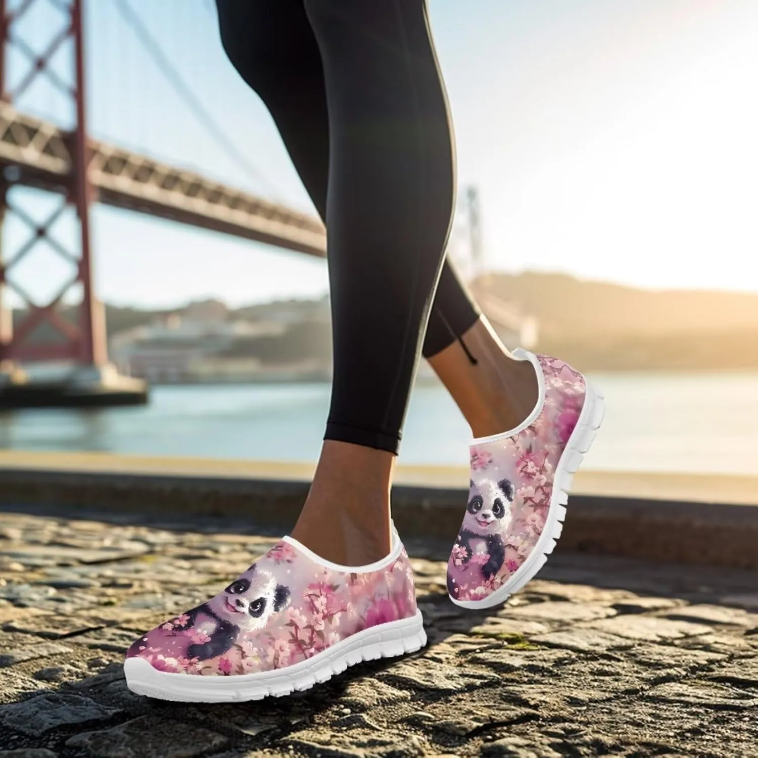 Slip in Loafers Women Slip On Shoes Cute Art Cat Elastic Upper Casual Mesh-Comfortable Tennis Workout Sneaker